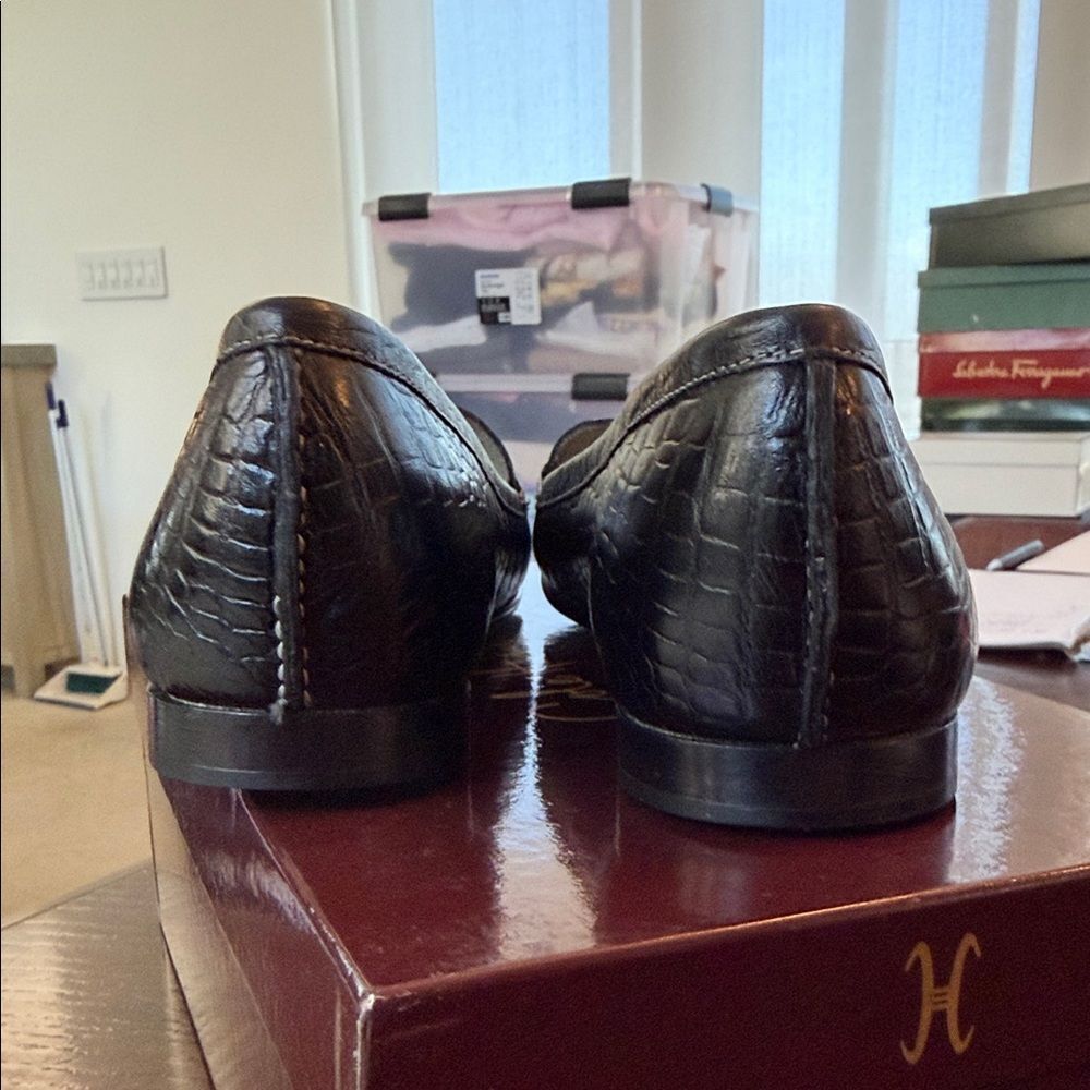 New Cole Haan Black Crocodile Embossed Loafers 8.5 - Picture 5 of 8